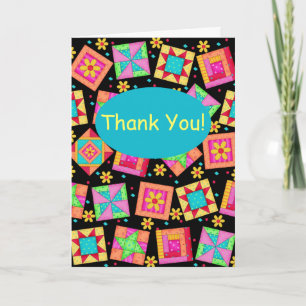 Black Patchwork Quilt Block Art Thank You