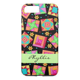 Black Patchwork Quilt Block Name Personalized iPhone 8 Plus/7 Plus Case