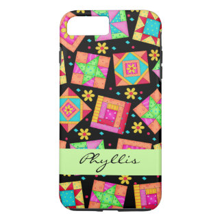 Black Patchwork Quilt Block Name Personalized iPhone 8 Plus/7 Plus Case