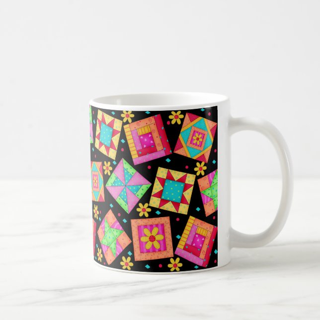 Black Patchwork Quilt Design Mug (Right)