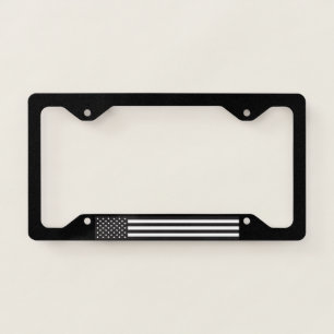 Black patriotic American Flag License Plate Frame