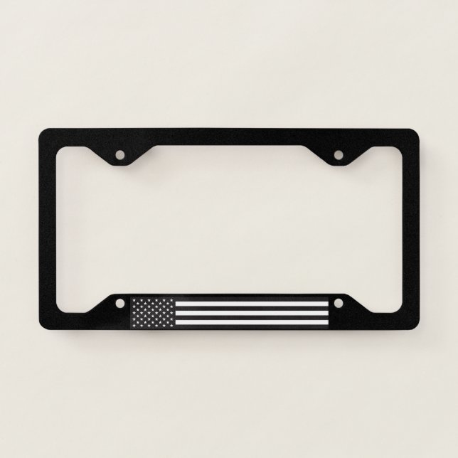 Black patriotic American Flag License Plate Frame (Front)