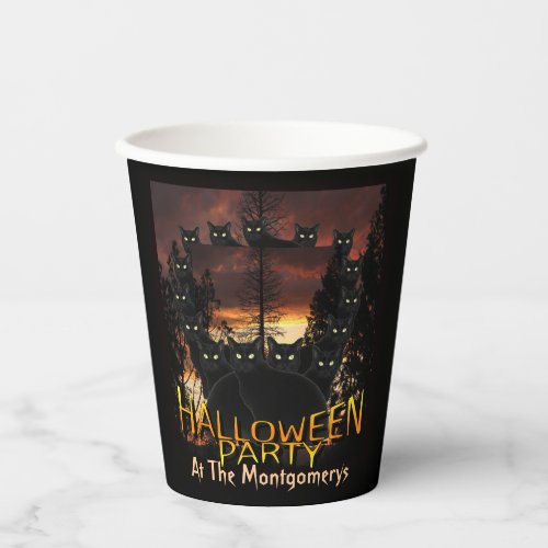 Black Patrol Cats Halloween Party Paper Cups