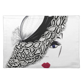black pattern Hat Lady Cloth Placemat