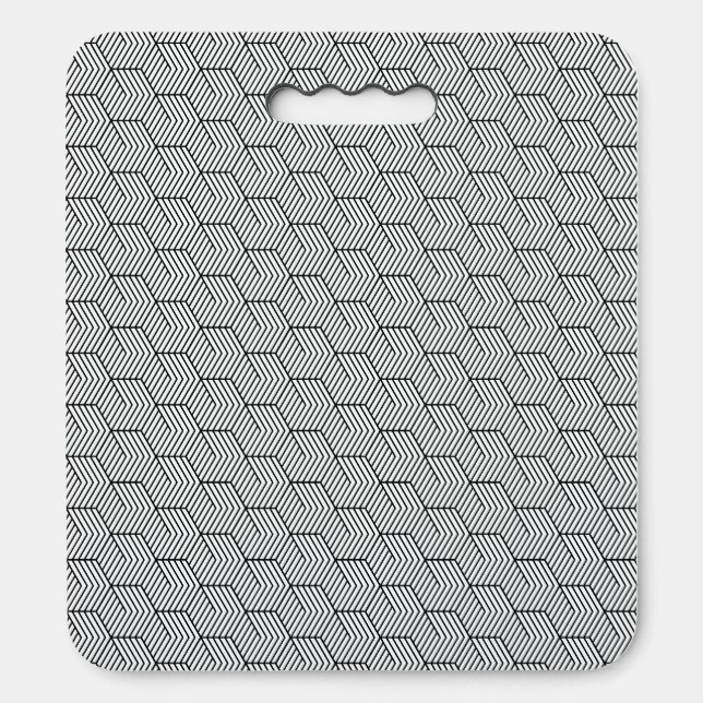 Black Pattern Line Cube Geometry Simple Seat Cushion (Front Vertical)