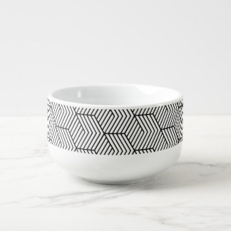 Black Pattern Line Cube Geometry Simple Soup Mug