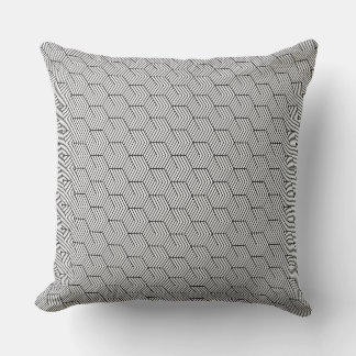 Black Pattern Line Cube Geometry Simple Throw Pillow