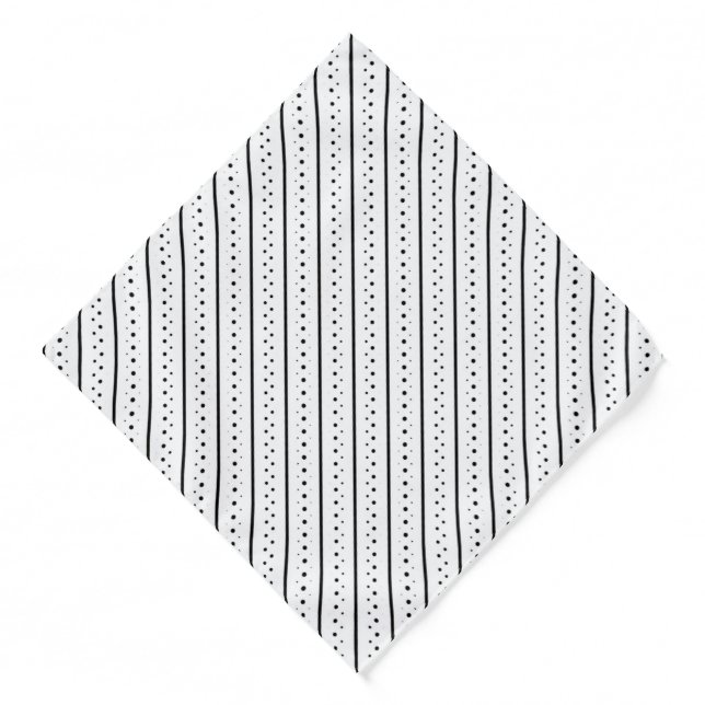 Black Pattern Line Dots Geometry Bandana (Front)