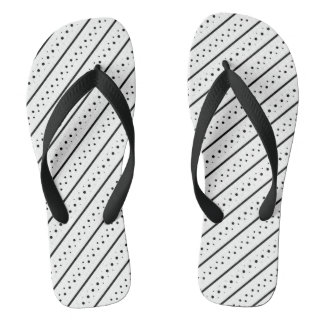 Black Pattern Line Dots Geometry Flip Flops