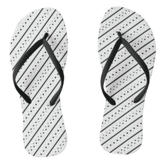 Black Pattern Line Dots Geometry Flip Flops