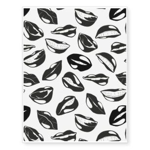 Black Pattern Lips Temporary Tattoos