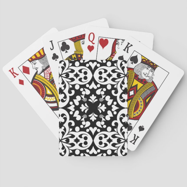 black pattern on white background poker cards (Back)
