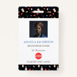 Black Pattern Registered Nurse Healthcare Logo QR Badge