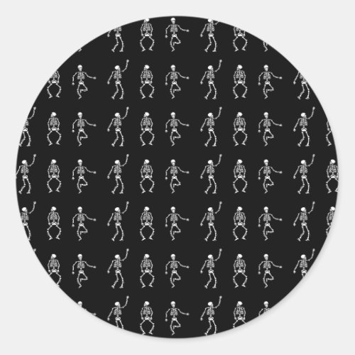 Black pattern Skeletons dead dance bones spooky Classic Round Sticker