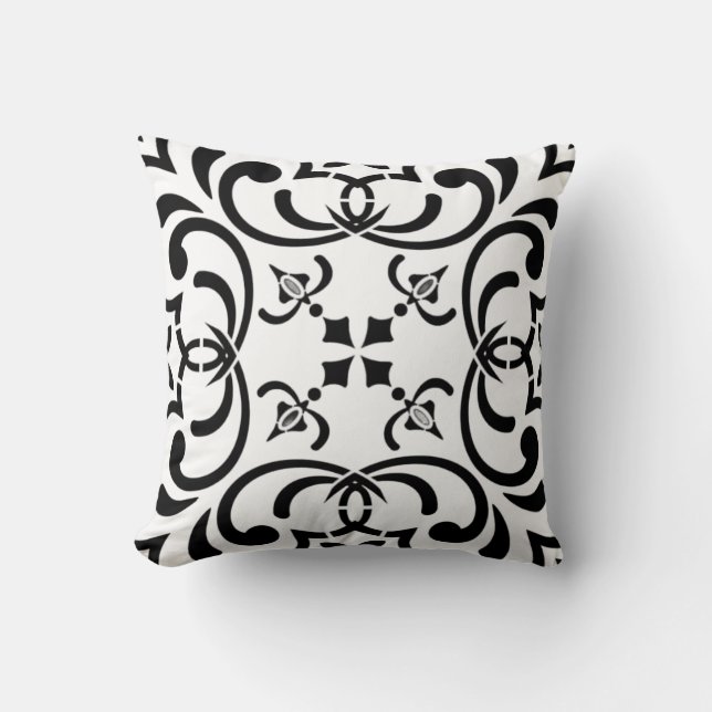 Black pattern throw pillow (Front)