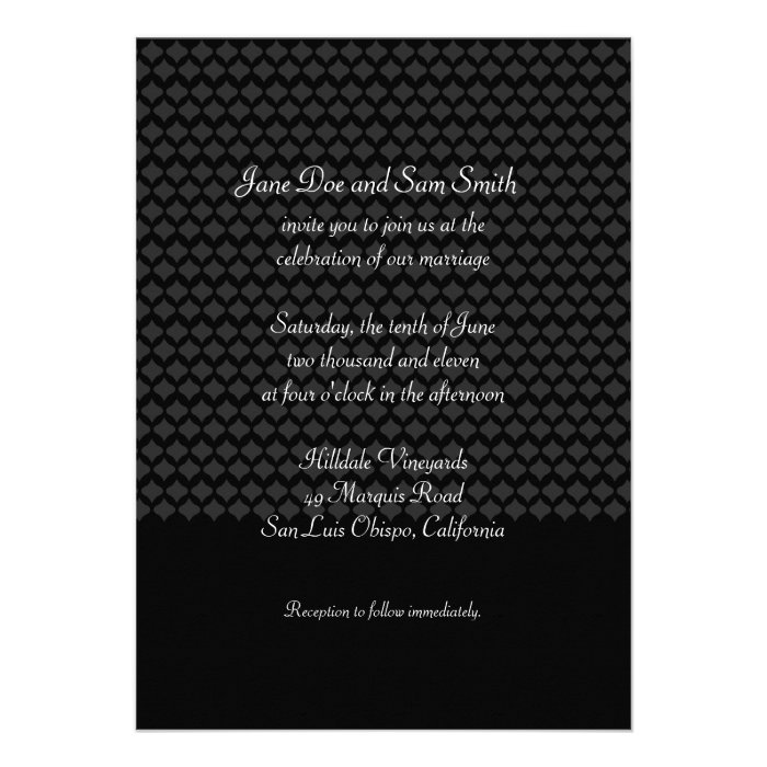 Black Pattern Wedding Invite