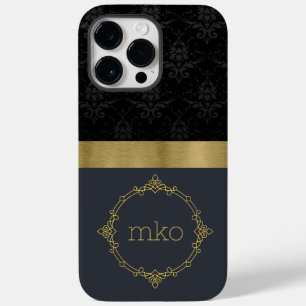 Black Pattern with Gold Stripe Case-Mate iPhone 14 Pro Max Case