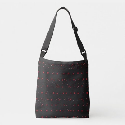 Black pattern with red dots design Crossbody Bags