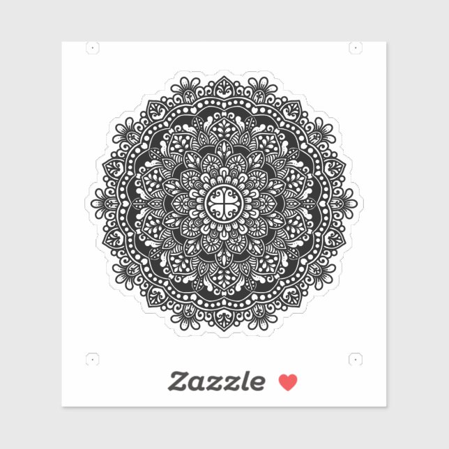 Black-Patterned Mandala Vinyl Sticker (Sheet)