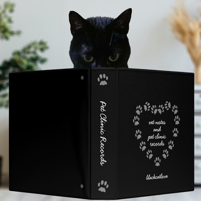 Black Paw Heart Vet Notes Clinic Records Binder (Creator Uploaded)