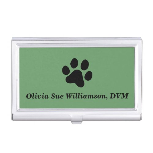 Black Paw Print Business Card Holder