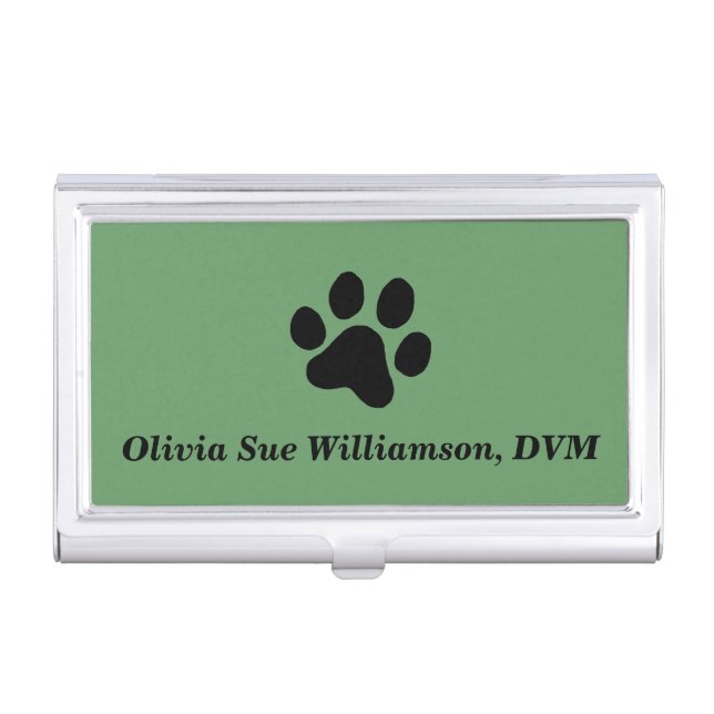 Black Paw Print Business Card Holder (Front)