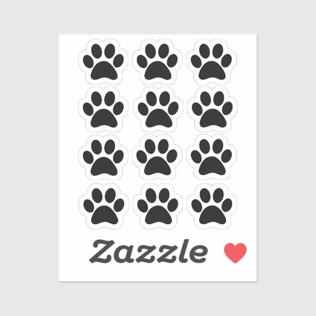 Black Paw Print Custom Shape Vinyl Sticker (Sheet)