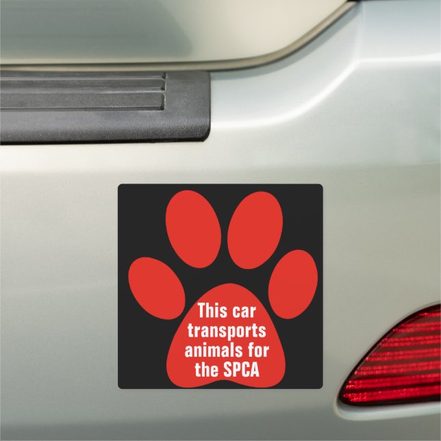 Black Paw Print Design Car Magnet (In Situ)