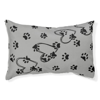 Black Paw Print Dog/Cat Bed