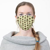 Black Paw Print Dog Mom Pattern Adult Cloth Face Mask (Worn)