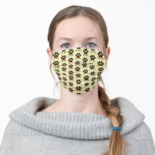 Black Paw Print Dog Mom Pattern Adult Cloth Face Mask (Worn)
