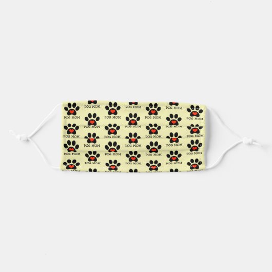 Black Paw Print Dog Mom Pattern Adult Cloth Face Mask (Front, Folded)