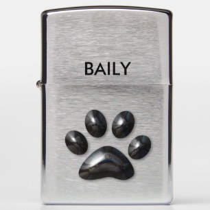 Black Paw Print Monogrammed Zippo Lighter