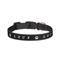 Black Paw Print Name Pet Collar