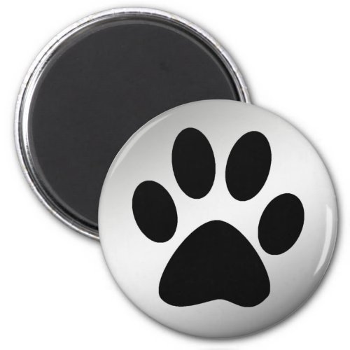 BLACK PAW PRINT ON SILVER MAGNET