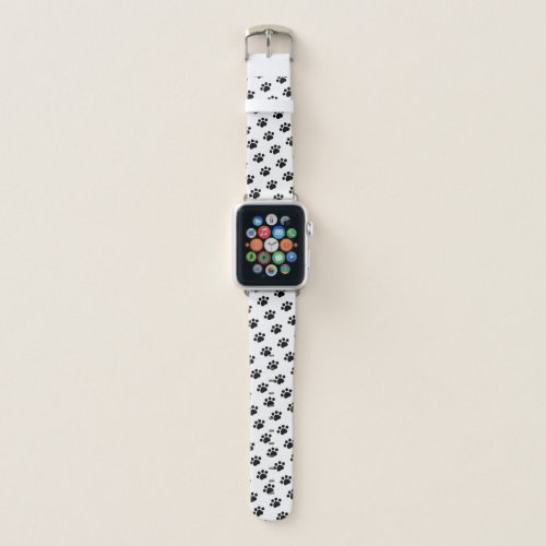 Black Paw Print Pattern Apple Watch Band