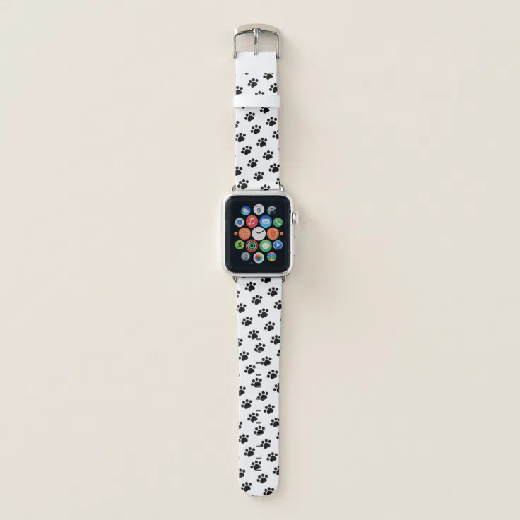 Black Paw Print Pattern Apple Watch Band | Zazzle