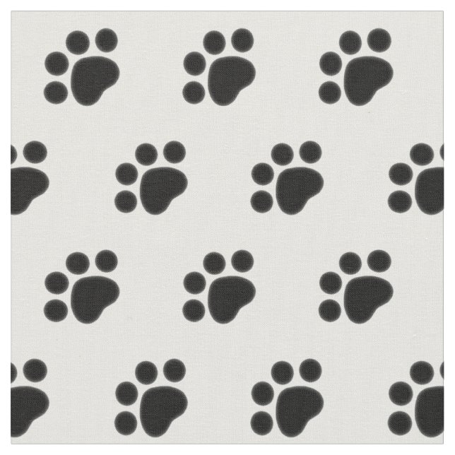 Black Paw Print Pattern Fabric (Close Up)