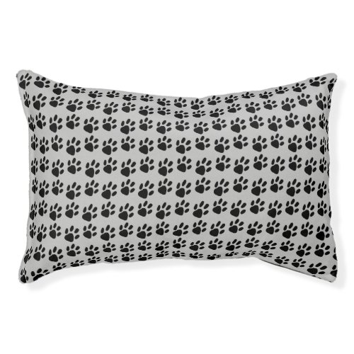 Black Paw Print Pattern Pet Bed