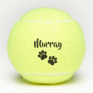 Black Paw Print Personalized Pet or Dog Name Toy Tennis Balls