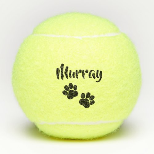 Black Paw Print Personalized Pet or Dog Name Toy Tennis Balls