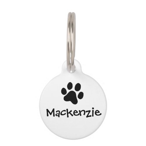 Black Paw Print Pet ID Tag