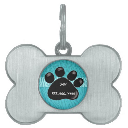 Black Paw Print Pet Tag