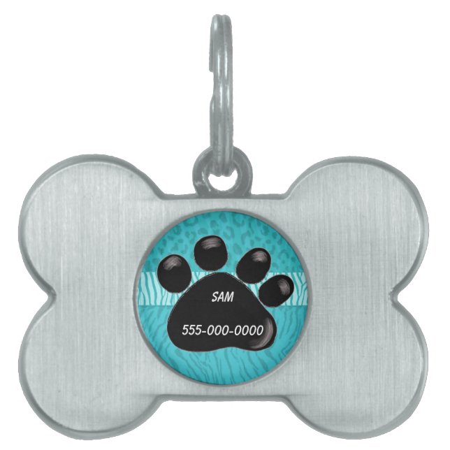Black Paw Print Pet Tag (Front)