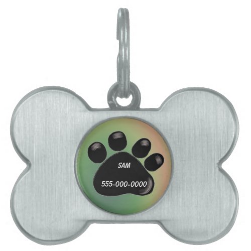 Black Paw Print Pet Tag