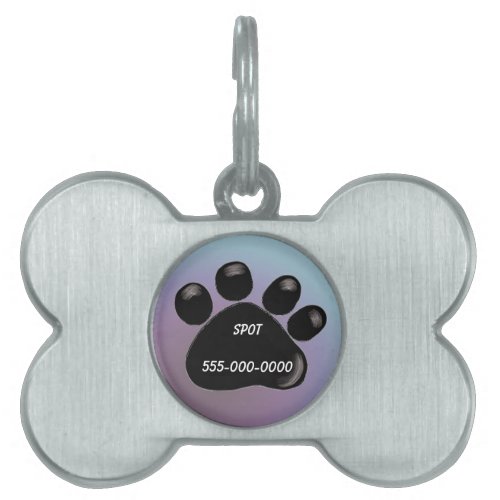 Black Paw Print Pet Tag