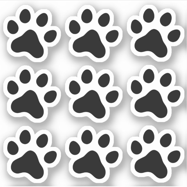 Black paw print stickers, set of nine sticker (Front)