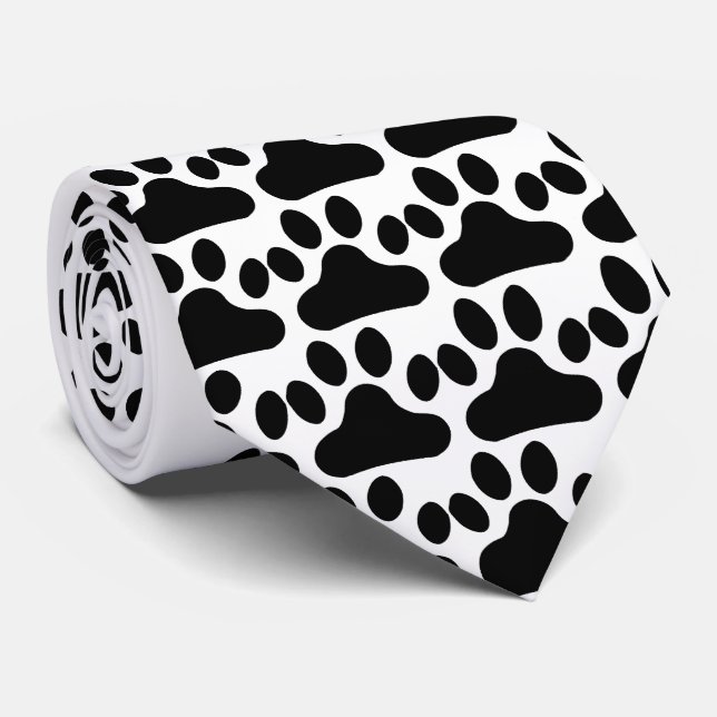 Black Paw Print Tie (Rolled)