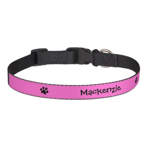 Black Paw Print with Pink Background Personalized Pet Collar