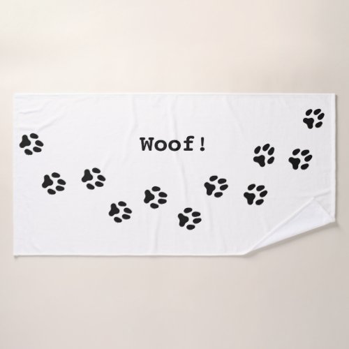 Black Paw Prints Cute Personalized Dog Bath Towel